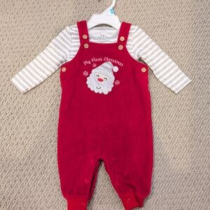 6m My First Christmas Red Overalls with Santa
